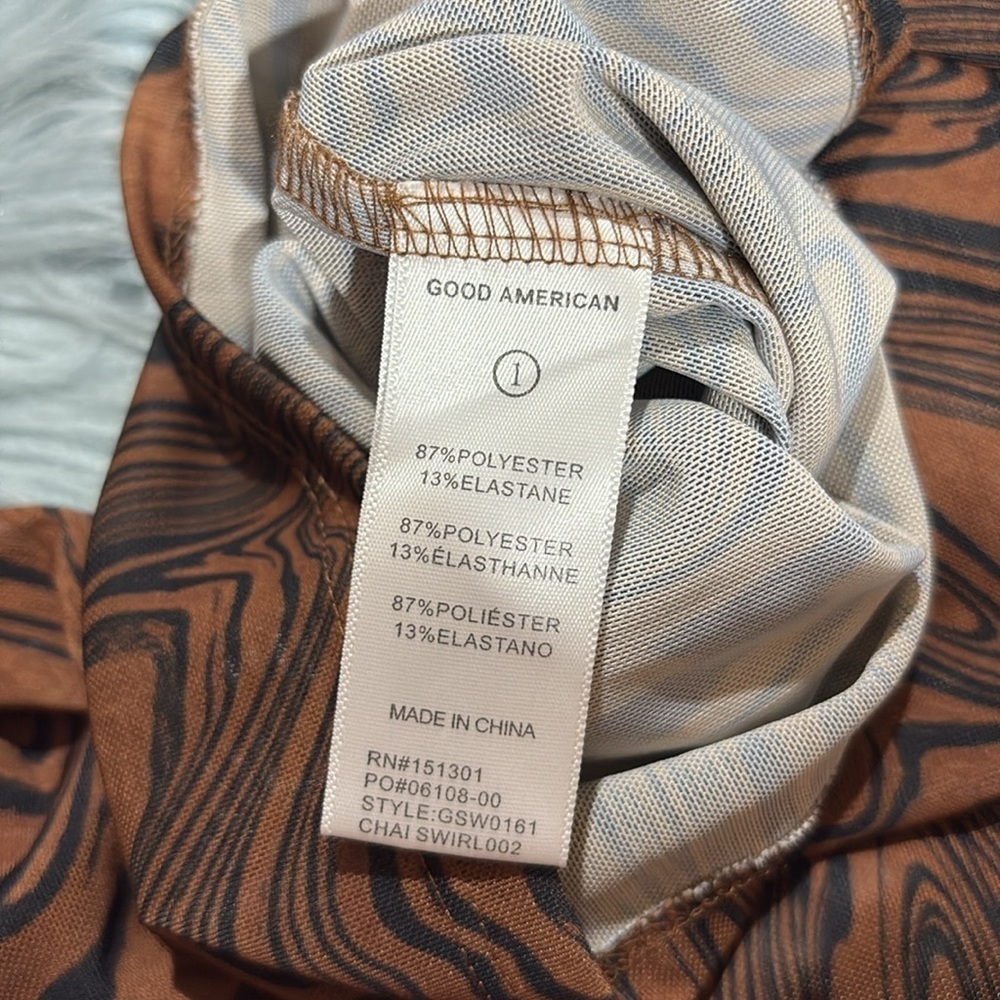 Good American Chai Swirl Mesh Crop Top Swim Cover View 5